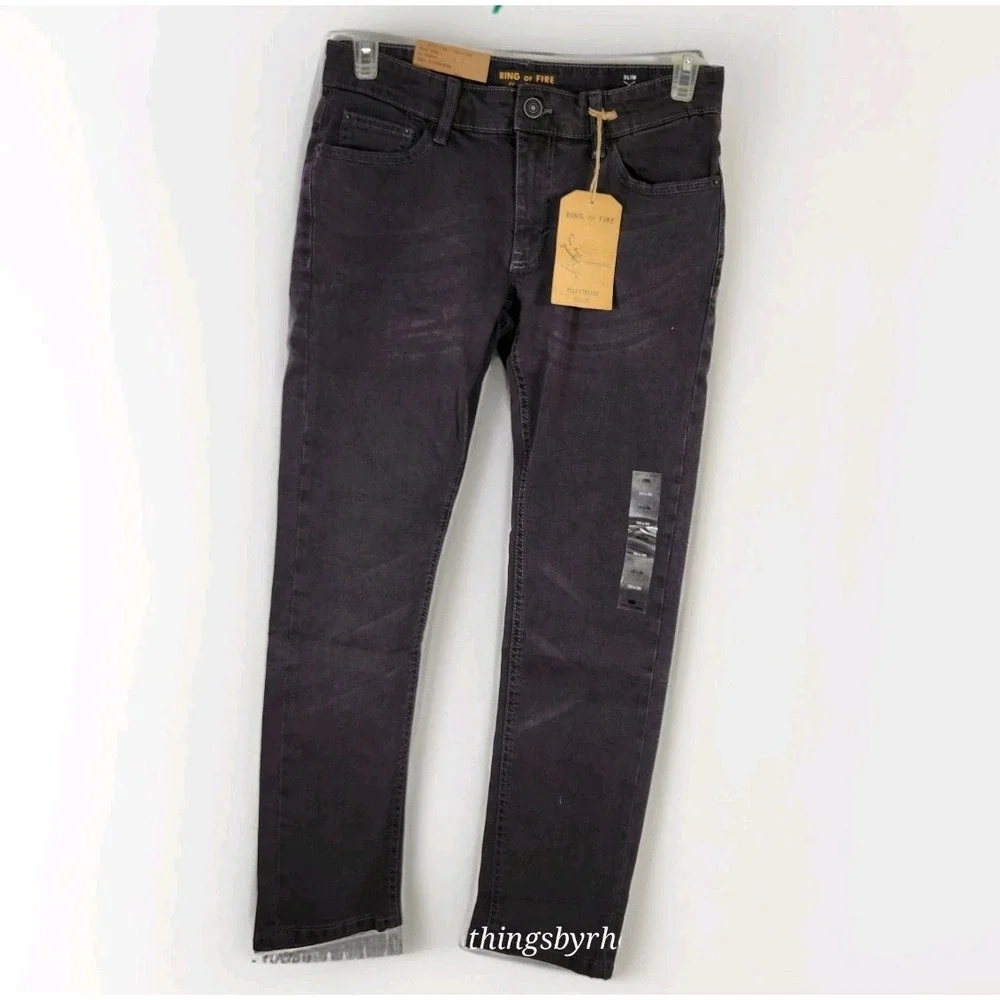 NWT Ring Of Fire Mens Jeans Size 30x30 Black Slim Fit Edge Straight Stretch